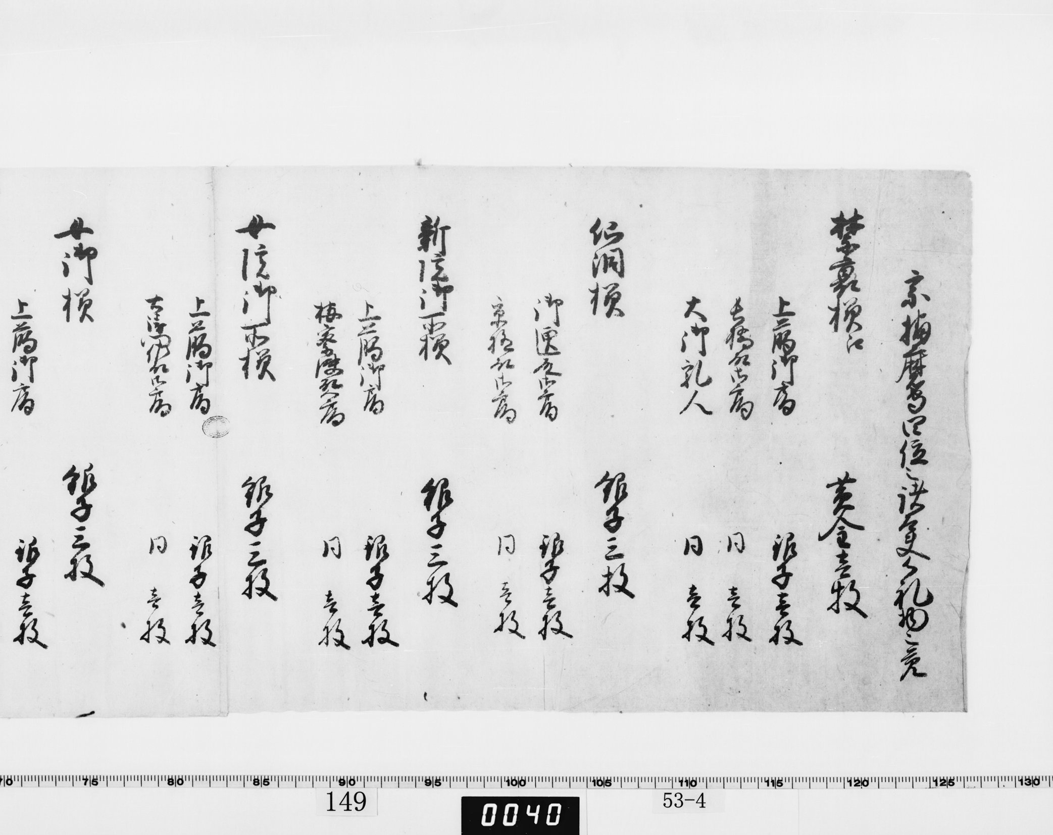 宗播磨守四位之諸大夫御礼物之覚の画像